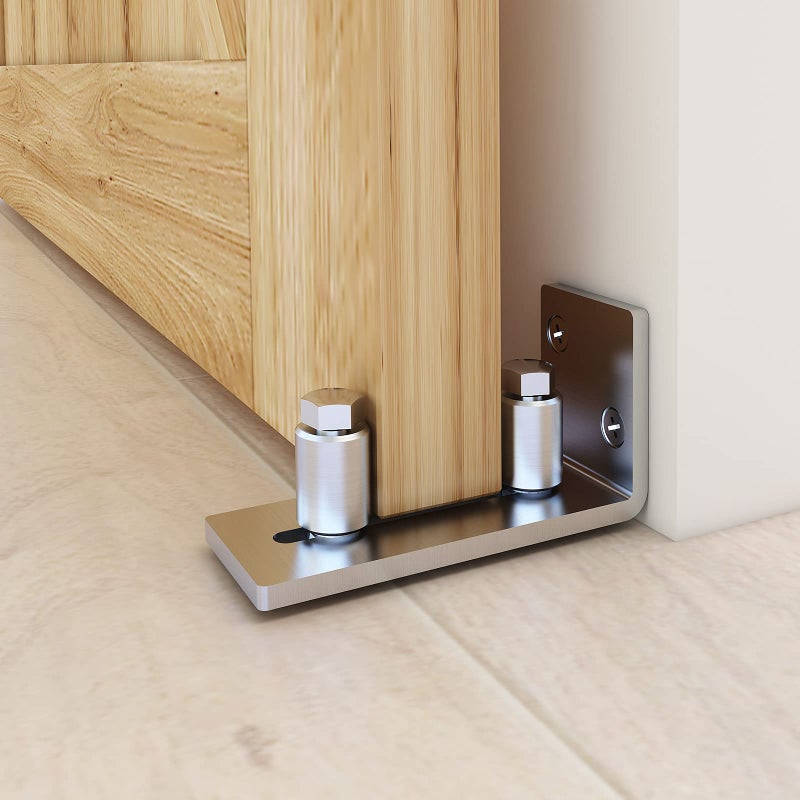 JUBEST Barn Door Floor Guide - Stainless Steel Adjustable Roller Wall Mounted Floor Guide for Door Thick Up to 2 1/8 inches, Flush Bottom Design, Smoothly and Quietly,Set of 2 - Image 3
